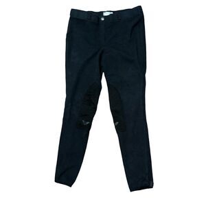 Good Condition TUFF RIDER Breeches Womens Black Knee Patch Equestrian Riding sta